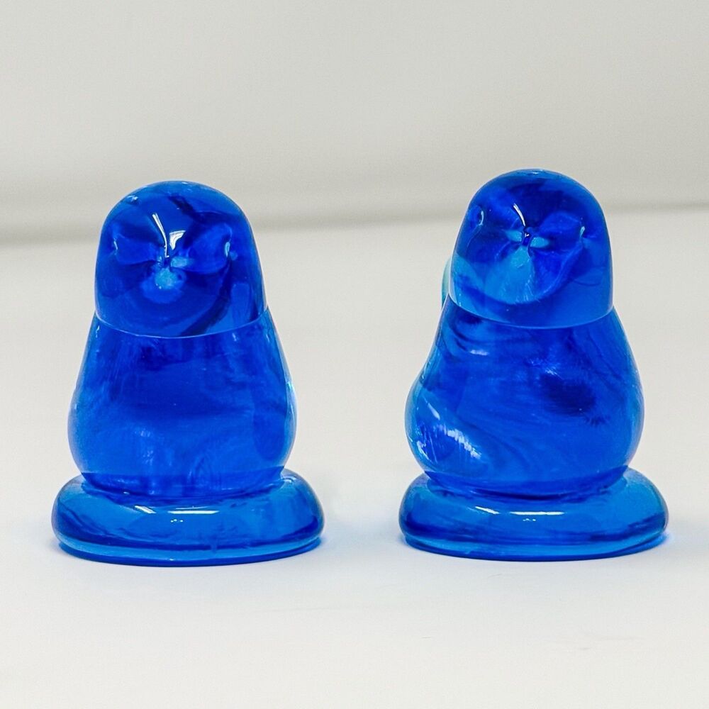 Leo Ward 1987 Blue Bird of Happiness Pair Signed UV Reactive Art Glass - Picture 5 of 10
